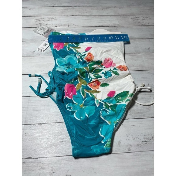 Carmen Marc Valvo MULTI Bandeau Drawstring One-Piece Swimsuit, US 6 - Picture 9 of 10